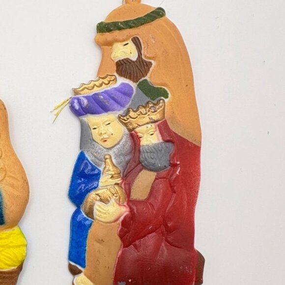 Vintage Nativity Scene Christmas Tree Ornaments 3 Kings Baby Jesus Mary Joseph - Picture 4 of 7